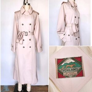 Vintage Foxland Trench Coat Rain Coat Spy Coat Double Breasted 70s 80s size S M